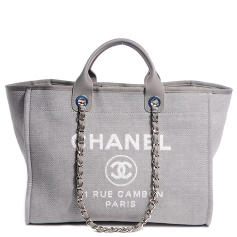 chanel bag grey color|Chanel canvas tote bag.